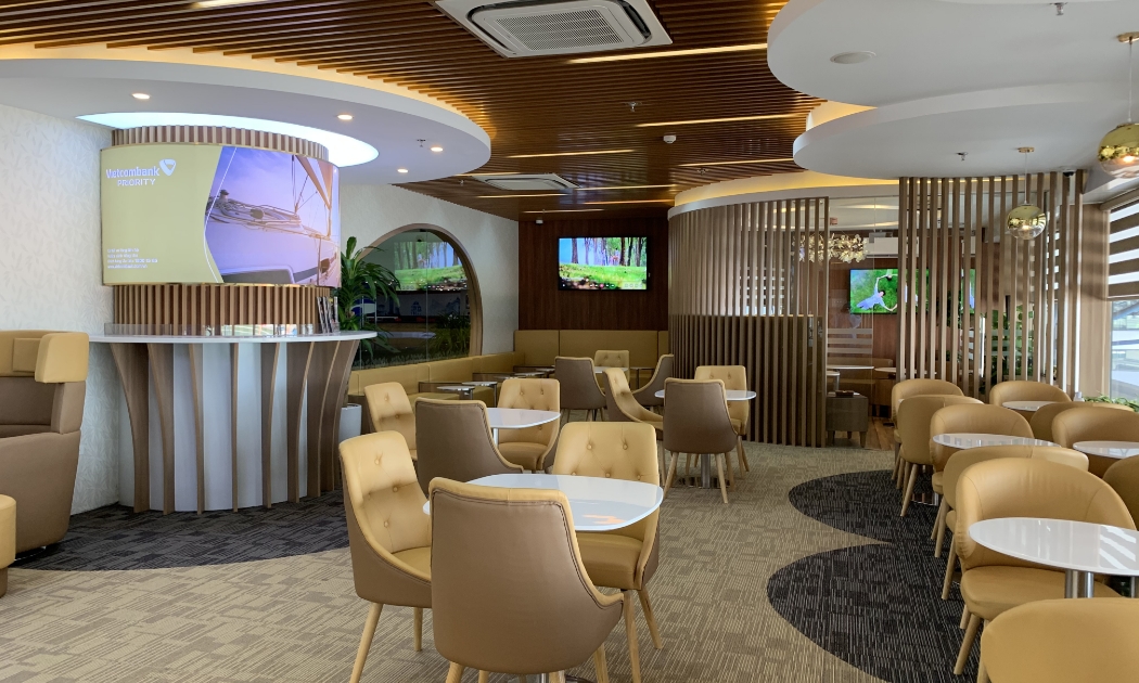 Phòng chờ tại sân bay quốc tế dành cho khách hàng ưu tiên Vietcombank Priority.