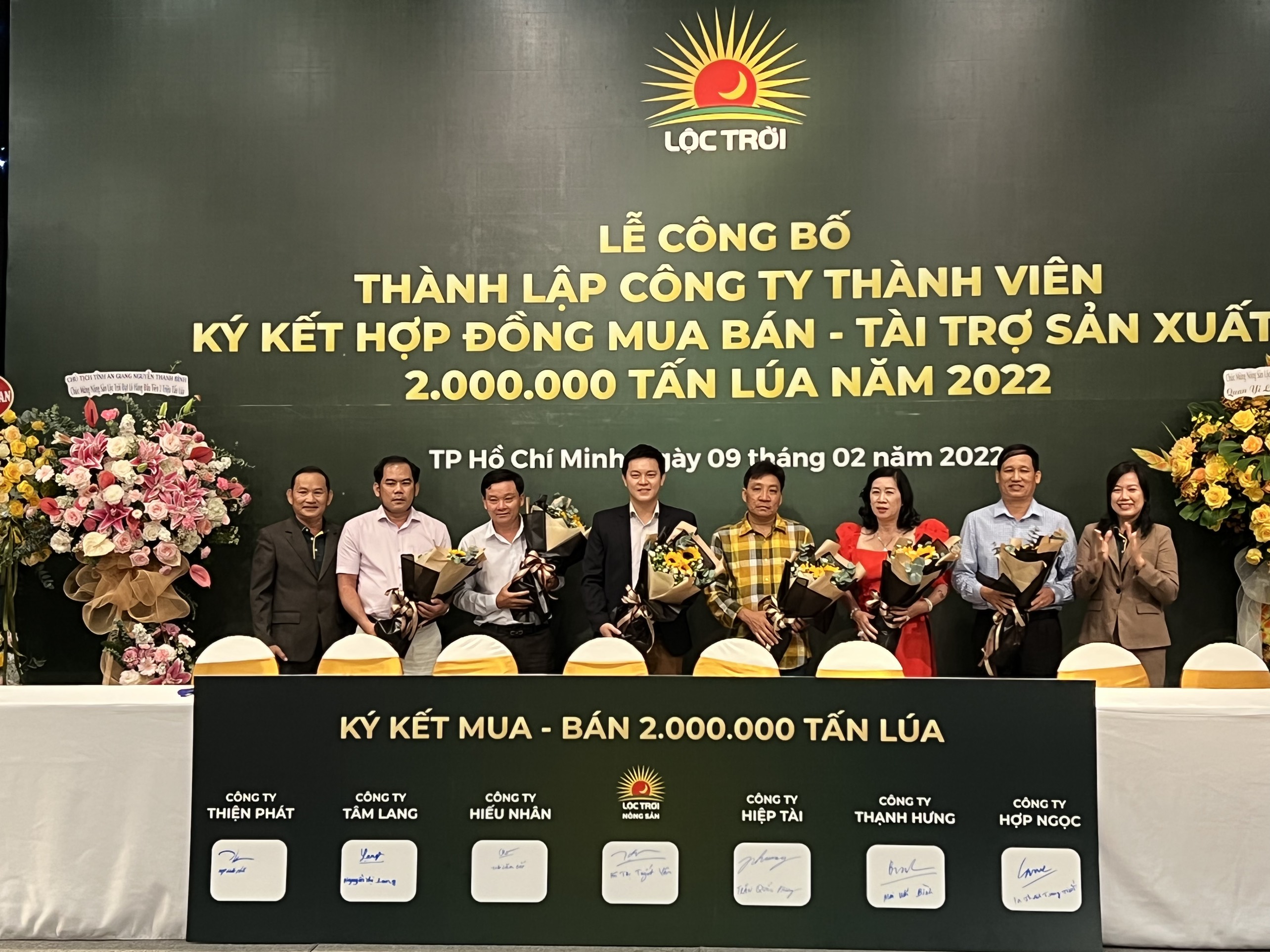 Tập đoàn Lộc Trời ký kết với các đối tác tài trợ 2 triệu tấn lúa, trị giá hơn 12.000 tỷ đồng chiều ngày 9/2/2022.