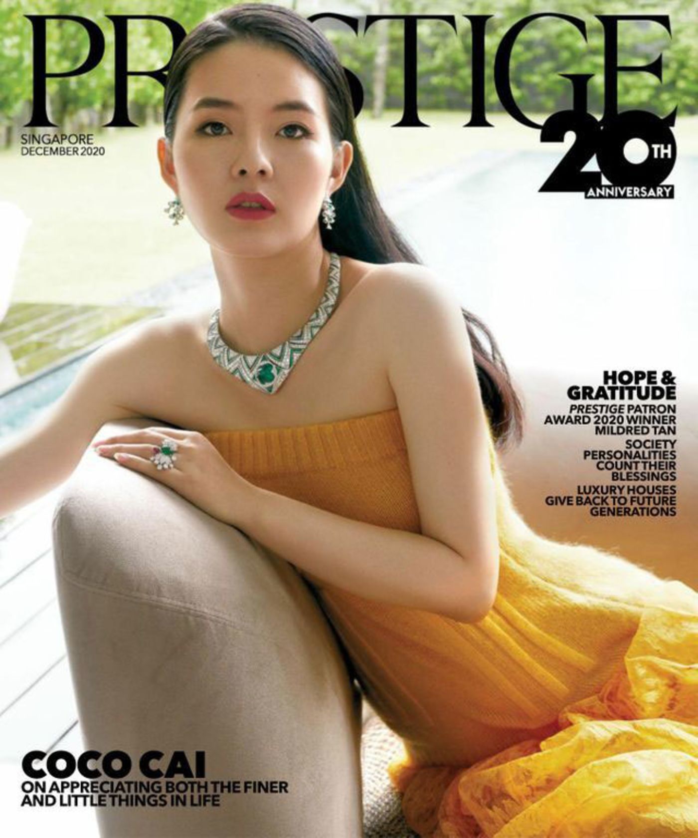 Coco Cai, vợ của Ng Yu Zhi, trong một lần xuất hiện trên bìa tạp chí Prestige.