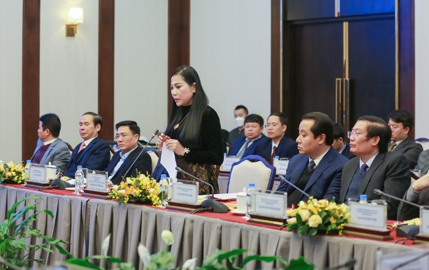 Bà Hoàng Thúy Lan, Ủy viên TW Đảng, Bí thư Tỉnh ủy, Chủ tịch Hội đồng Nhân dân tỉnh Vĩnh Phúc phát biểu tại sự kiện.