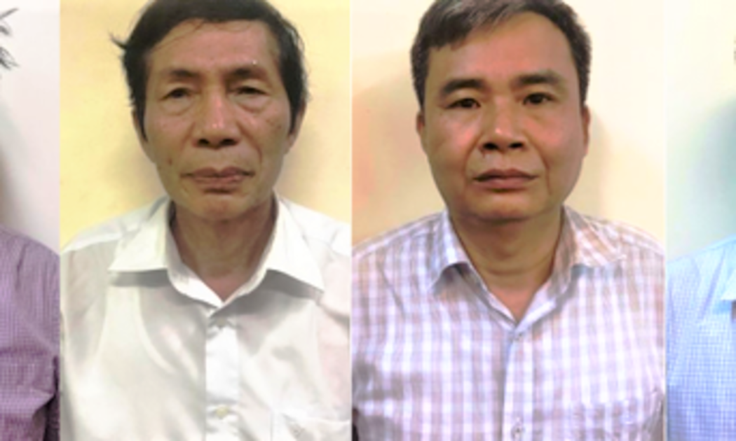 Các bị can: Trần Ngọc Hà, Lâm Chí Quang, Vũ Từ Công, Nguyễn Mạnh Chung. Ảnh: Bộ Công an