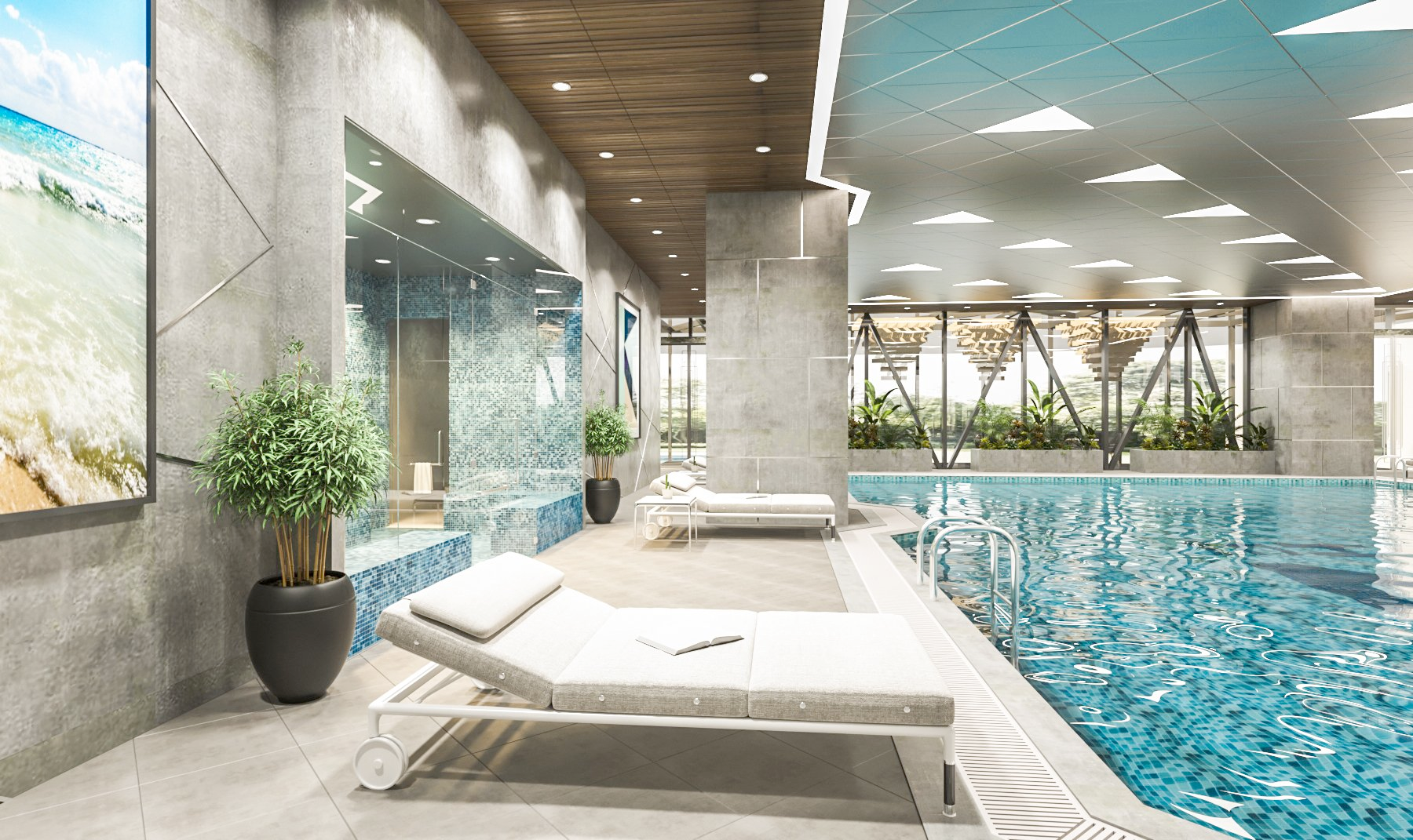 Bể bơi nước mặn bốn m&ugrave;a tốt cho sức khoẻ đầu ti&ecirc;n tại Mỹ Đ&igrave;nh ở The Zei.