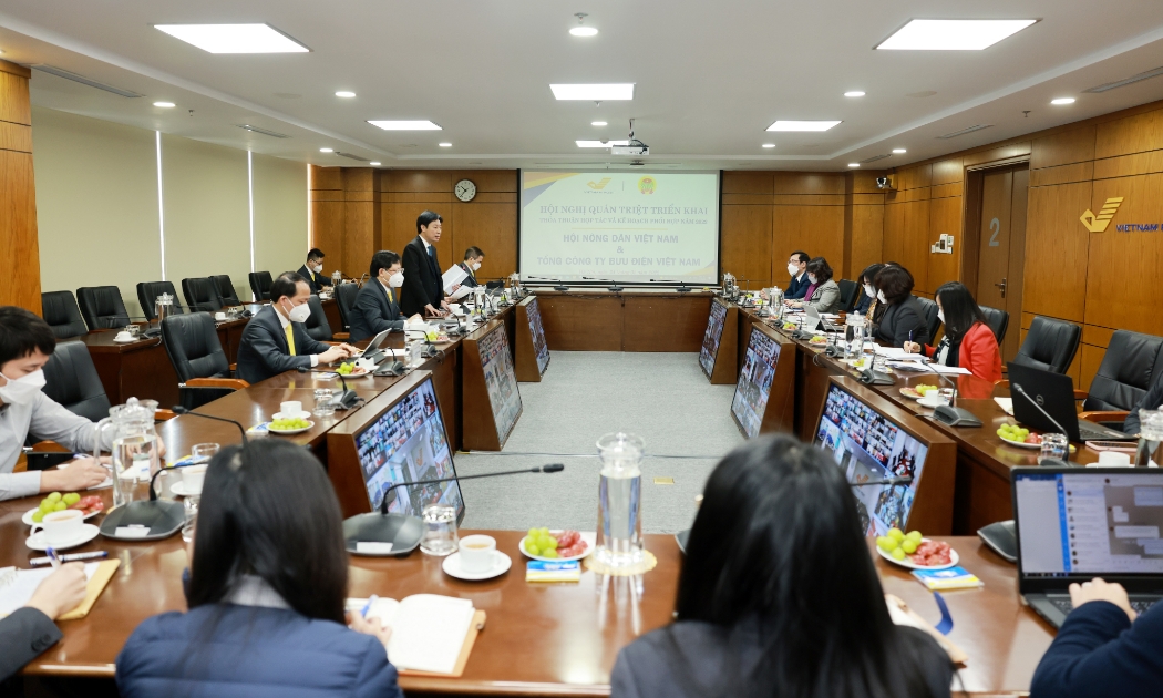 Hội nghị triển khai thỏa thuận hợp tác giữa Hội Nông dân Việt Nam và Tổng công ty Bưu điện Việt Nam, ngày 24/2/2022.