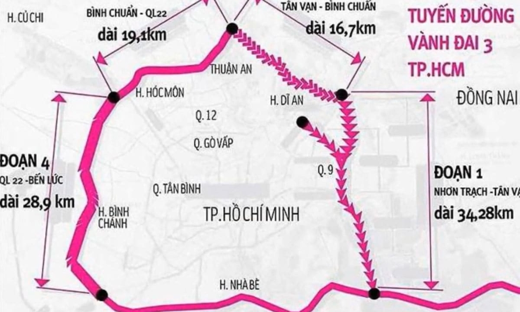 TP.HCM dự kiến sẽ thu hồi, bán đấu giá 2.414 ha đất dọc tuyến để làm đường Vành đai 3.