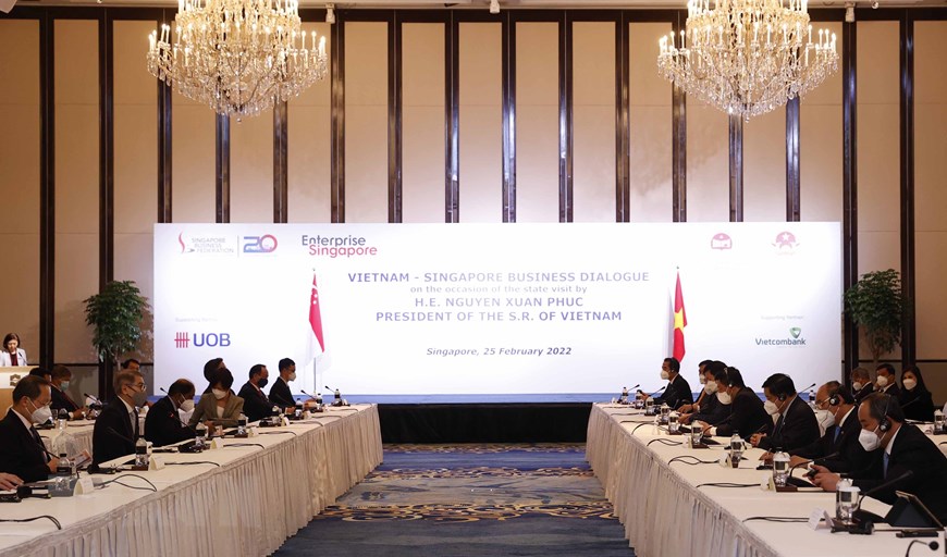 Thủ tướng Nguyễn Xuân Phúc dự Đối thoại doanh nghiệp Việt Nam - Singapore - Ảnh: TTXVN