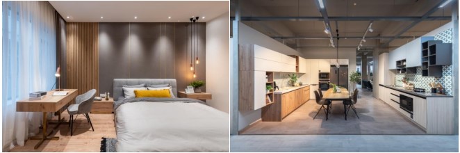 C&aacute;c ứng dụng của Gỗ c&ocirc;ng nghiệp An Cường tai hệ thống Showroom.