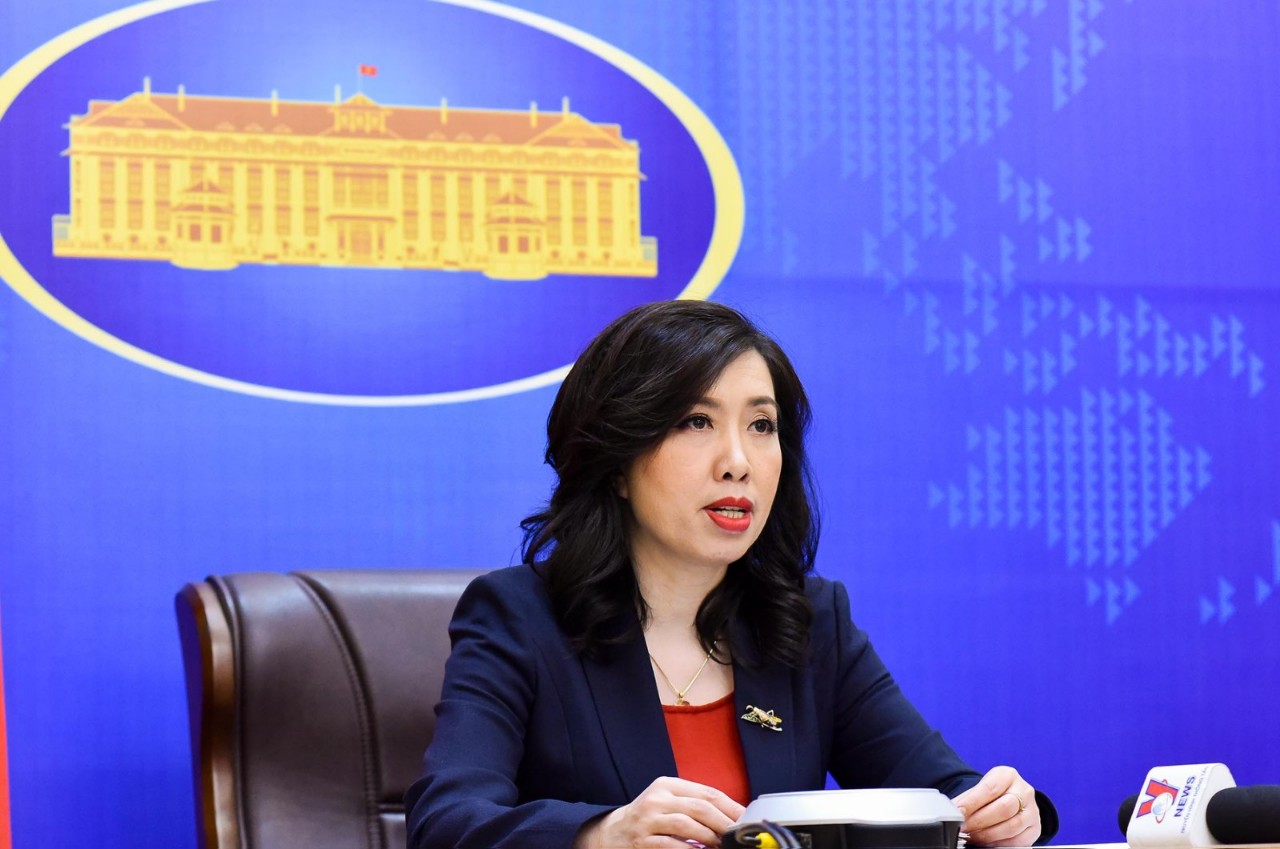 Người phát ngôn Bộ Ngoại giao Lê Thị Thu Hằng tại họp báo thường kỳ chiều 3/3 - Ảnh: Bộ Ngoại giao