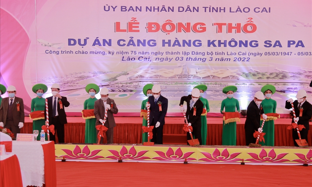 UBND tỉnh Lào Cai tổ chức lễ động thổ dự án Cảng hàng không Sa Pa tại xã Cam Cọn, huyện Bảo Yên.
