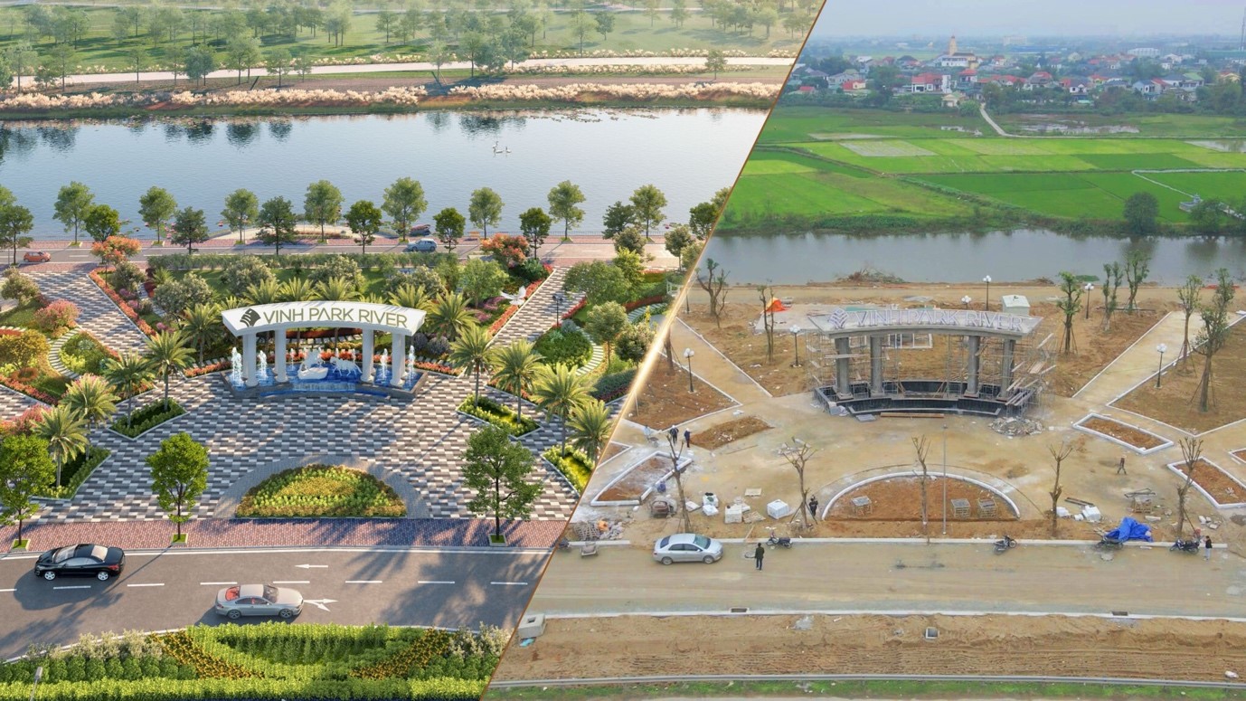 Gần khu du lịch đền ông Hoàng Mười, Vinh Park River đang dần hoàn thiện diện mạo sẽ góp phần hình thành tuyến phố kinh doanh sầm uất tại đây.