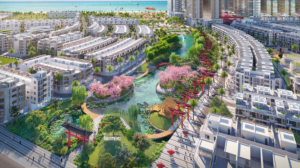 Không gian sống nhiều mảng xanh và tiện ích trong lòng Khu đô thị Nhơn Hội New City.