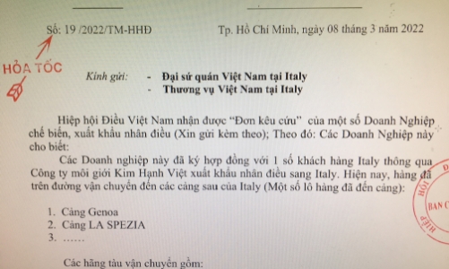 Một số ngân hàng liên quan rủi ro gần 1.000 tỷ đồng xuất khẩu điều sang Italia