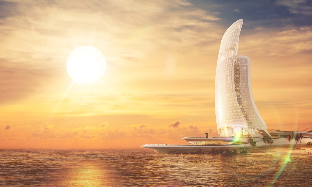 Siêu Tổ hợp Giải trí - Nghỉ dưỡng - Đầu tư Hon Thom Paradise Island với Tòa nhà Cánh Buồm biểu tượng (ảnh phối cảnh minh họa)