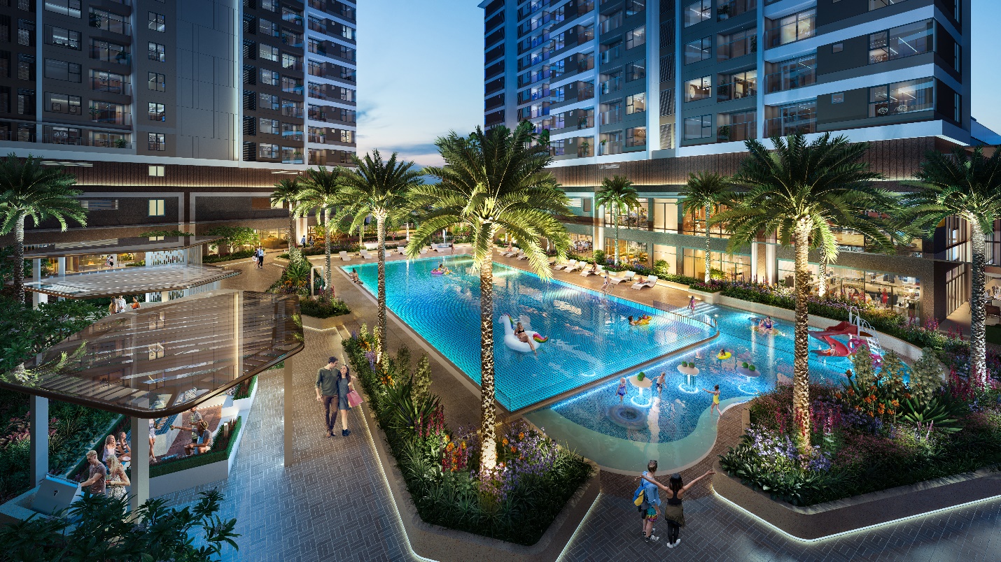 Kh&ocirc;ng gian sống của Akari City giai đoạn 2 được thiết kế như khu nghỉ dưỡng. Hiện Nam Long đang giới thiệu ra thị trường c&aacute;c căn hộ c&oacute; diện t&iacute;ch từ 60 - 93m2 bố tr&iacute; 2 - 3 ph&ograve;ng ngủ với gi&aacute; từ 2,7 tỷ đồng/căn.