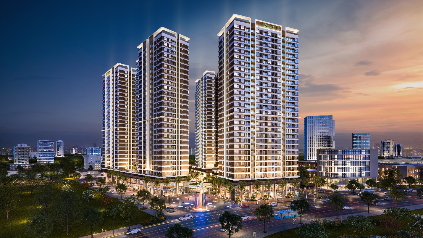 Vị trí và thiết kế chất Nhật ấn tượng của Akari City trên đại lộ Võ Văn Kiệt, cách trung tâm quận 1 chỉ 15 phút di chuyển. Ảnh phối cảnh minh họa giai đoạn 2 của Akari City.