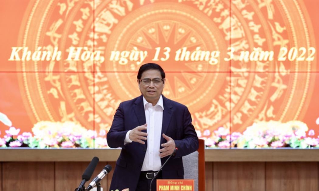Thủ tướng Phạm Minh Chính: Xây dựng Trường Sa thành trung tâm kinh tế, văn hóa, xã hội; là thành trì bảo vệ chủ quyền biển đảo Tổ quốc. Ảnh: VGP