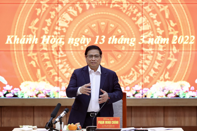 Thủ tướng Phạm Minh Chính: Xây dựng Trường Sa thành trung tâm kinh tế, văn hóa, xã hội; là thành trì bảo vệ chủ quyền biển đảo Tổ quốc. Ảnh: VGP