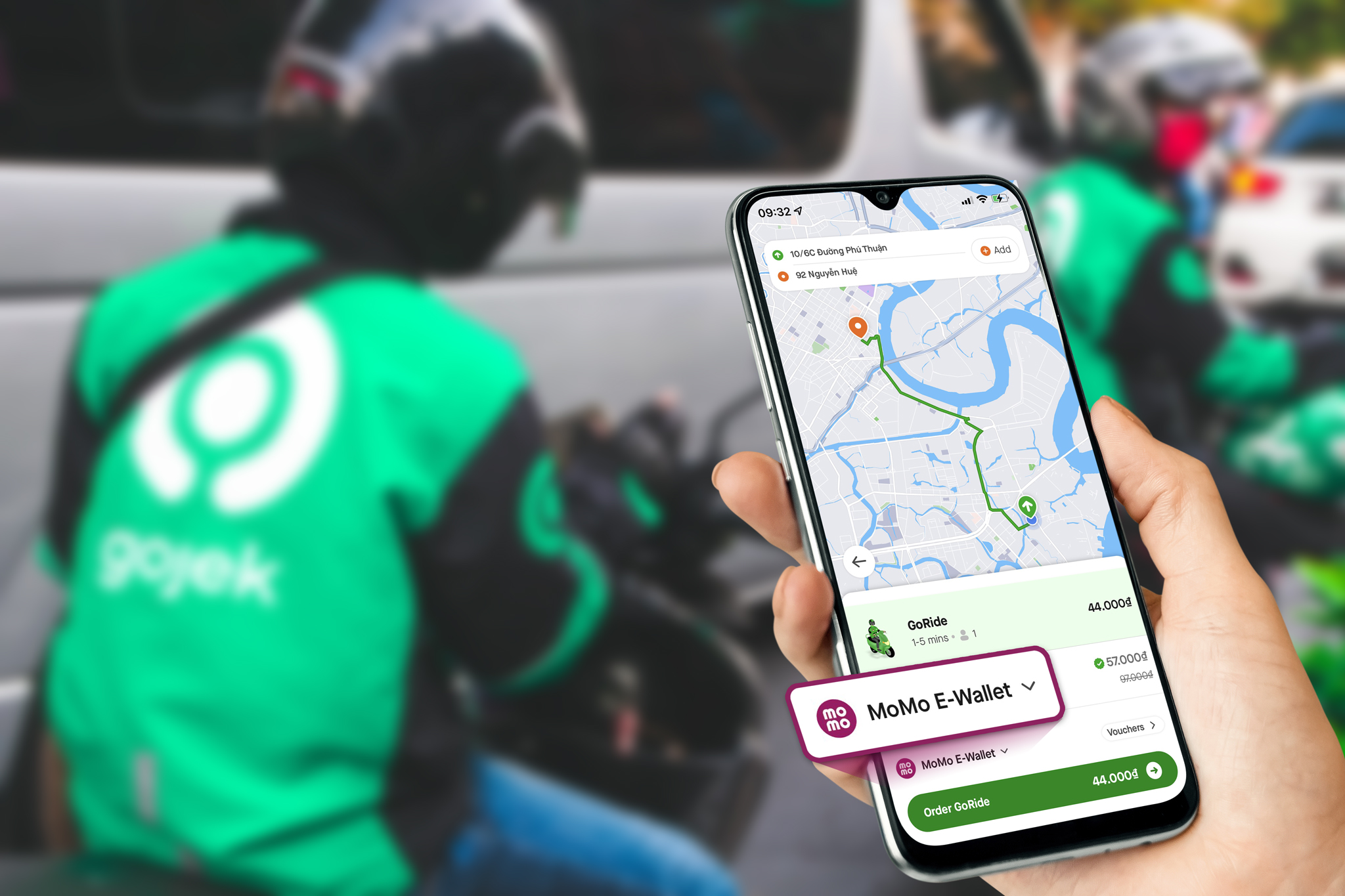 Người dùng ứng dụng Gojek đã có thể trả tiền qua ví điện tử MoMo