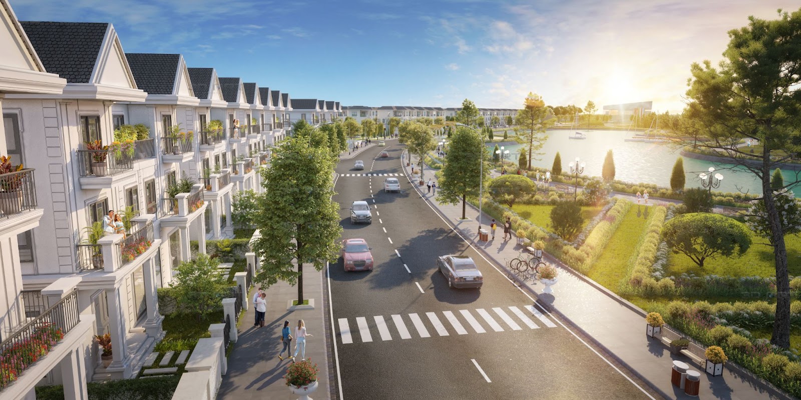 Khung cảnh Biệt thự Song lập Geneva ven c&ocirc;ng vi&ecirc;n hồ điều h&ograve;a khủng nhất Bu&ocirc;n Ma Thuột l&ecirc;n tới 9,4 ha.