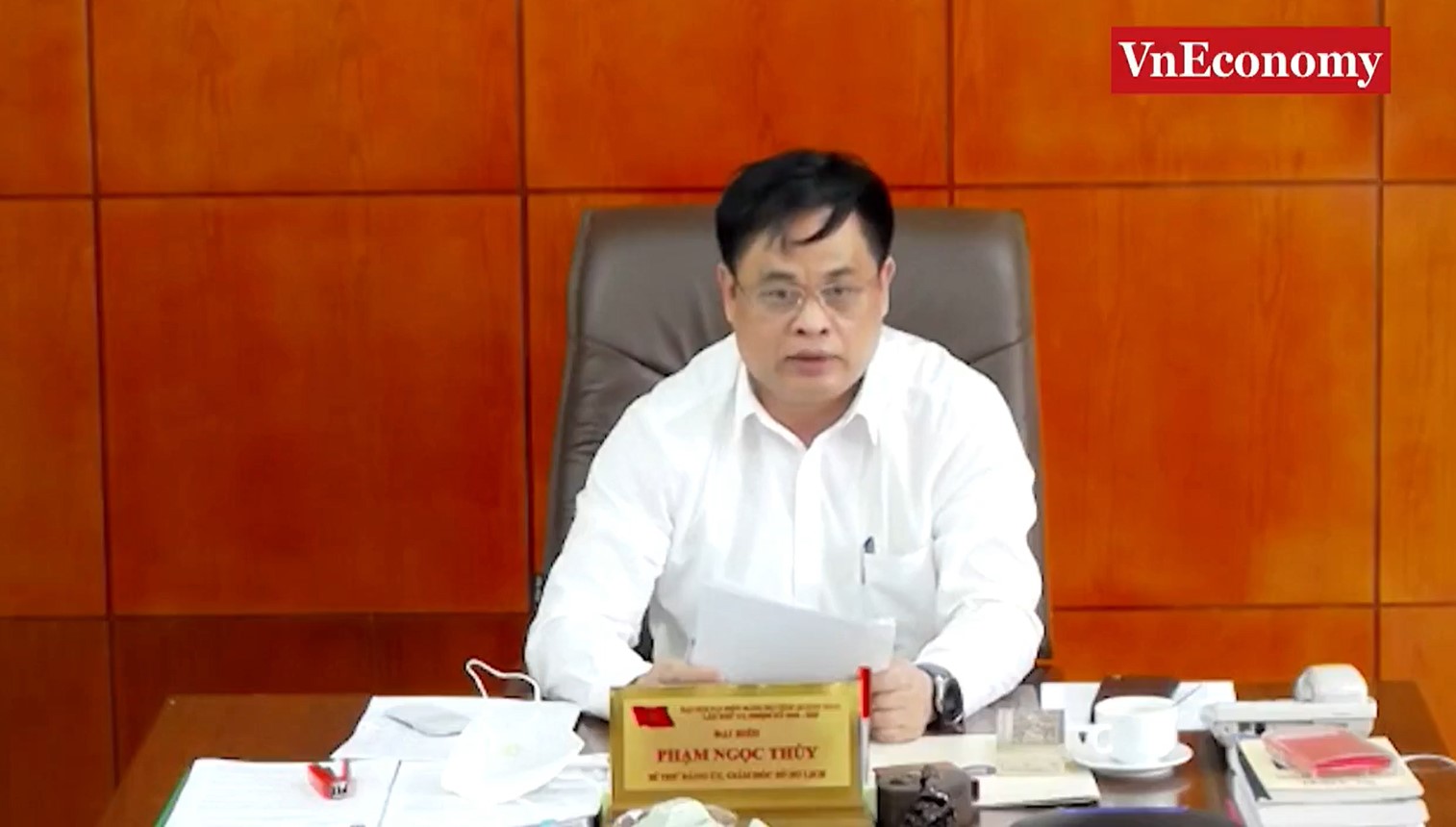 &Ocirc;ng Phạm Ngọc Thủy, Gi&aacute;m đốc Sở Du lịch Quảng Ninh tại Đối thoại ng&agrave;y 20/3. Ảnh: Chu Xu&acirc;n Khoa.