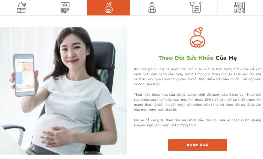 C&ocirc;ng cụ theo d&otilde;i sức khỏe của mẹ tại phần mềm.