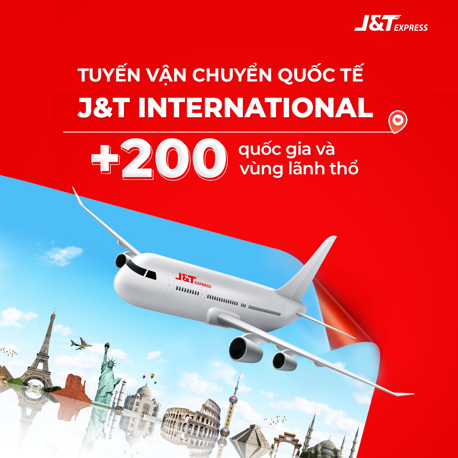 Tuyến vận chuyển của J&T Express tới hơn 200 quốc gia và vùng lãnh thổ.