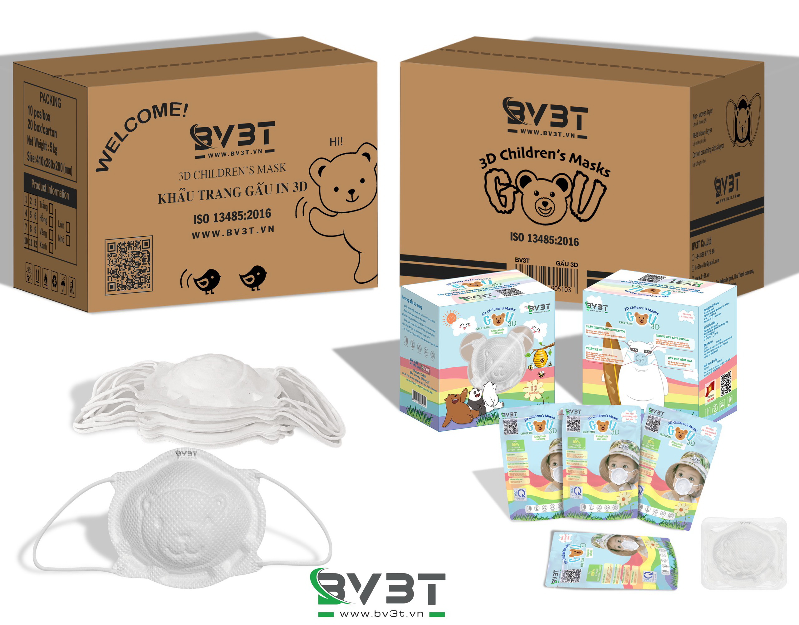 Khẩu trang kháng khuẩn cao cấp “Gấu Baby” dành cho bé từ 6 - 36 tháng tuổi.