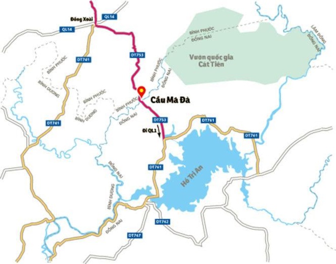 Vị tr&iacute; x&acirc;y dựng cầu M&atilde; D&agrave; theo dự kiến