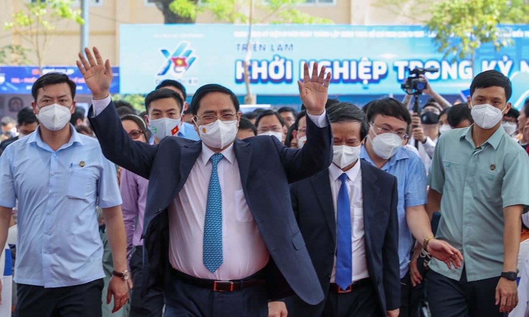 Thủ tướng Chính phủ Phạm Minh Chính tới dự Ngày hội Khởi nghiệp quốc gia lần thứ 4 của học sinh, sinh viên - Ảnh: VGP