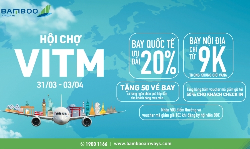 Sắp có gian hàng Bamboo Airways với hàng ngàn ưu đãi bùng nổ tại VITM 2022