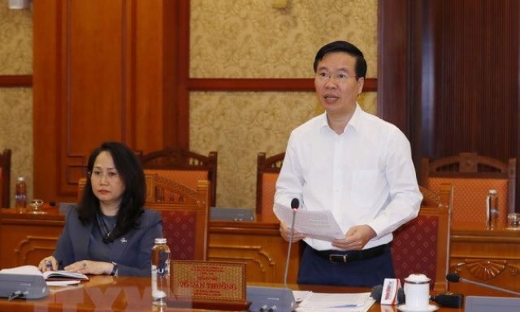 Thường trực Ban Bí thư Võ Văn Thưởng phát biểu kết luận hội nghị - Ảnh: TTXVN