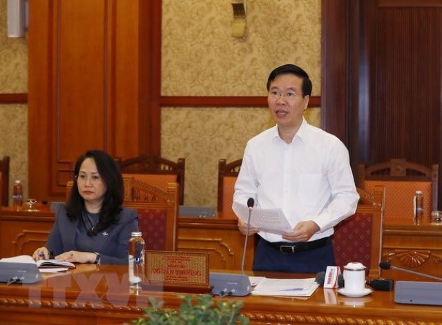 Thường trực Ban Bí thư Võ Văn Thưởng phát biểu kết luận hội nghị - Ảnh: TTXVN