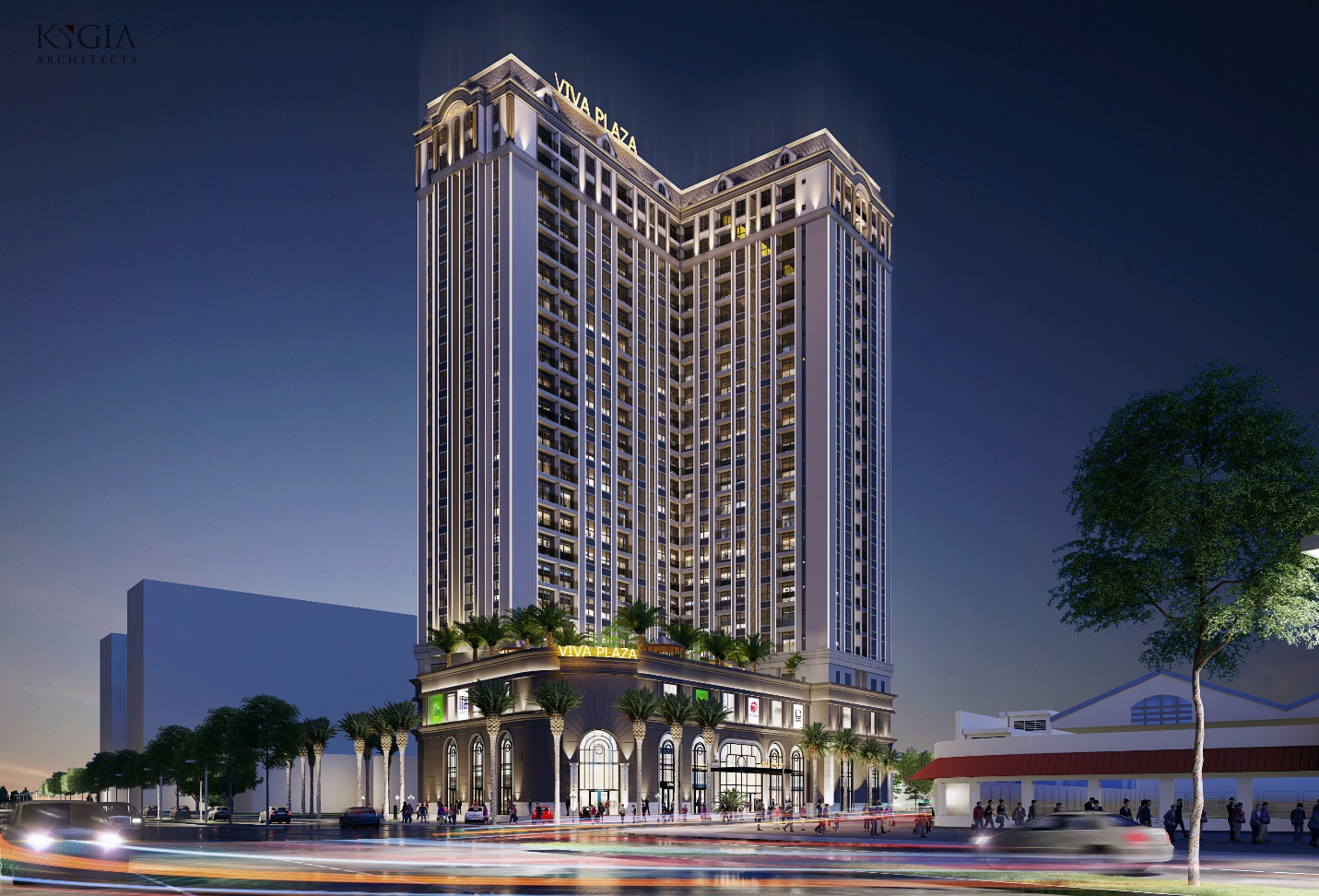 Phối cảnh hiện đại, tầm nhìn khoáng đạt ra không gian xung quanh của khu căn hộ Viva Plaza.