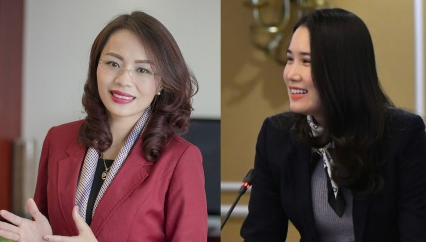 Hương Trần Kiều Dung (trái) là Phó Chủ tịch Thường trực HĐQT Công ty cổ phần Tập đoàn FLC, Chủ tịch HĐQT Công ty cổ phần chứng khoán BOS. Nguyễn Quỳnh Anh là Tổng Giám đốc Công ty cổ phần chứng khoán BOS.