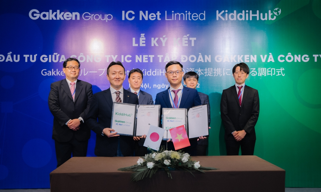 Công ty CP IC NET LIMITED thuộc tập đoàn Gakken và Công ty CP KIDDIHUB Việt Nam chính thức ký kết hợp đồng hợp tác đầu tư.