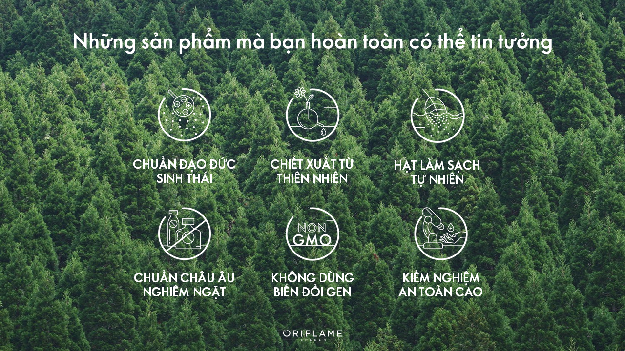 C&aacute;c cam kết về ti&ecirc;u chuẩn chất lượng sản phẩm của Oriflame.