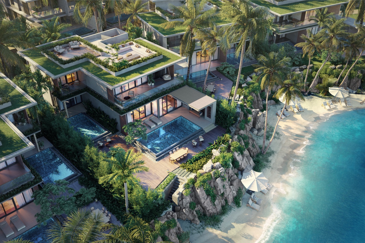Dinh thự Gran Meliá Nha Trang sở hữu vị trí sát biển hiếm hoi tuyệt đẹp.
