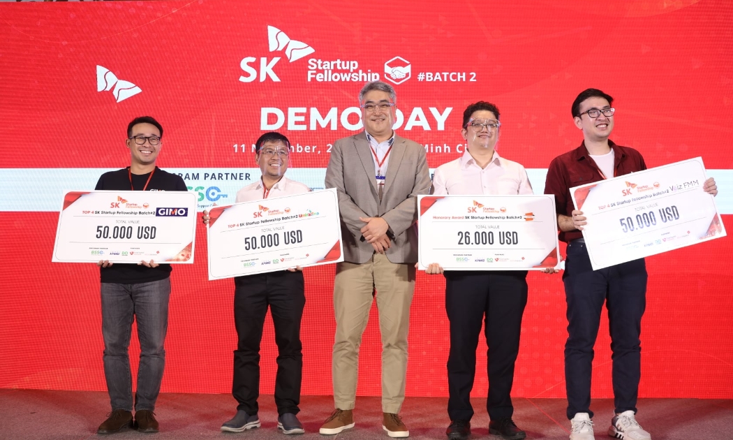 Các startup xuất sắc nhận giải tại Demo Day của SK Startup Fellowship 2021.