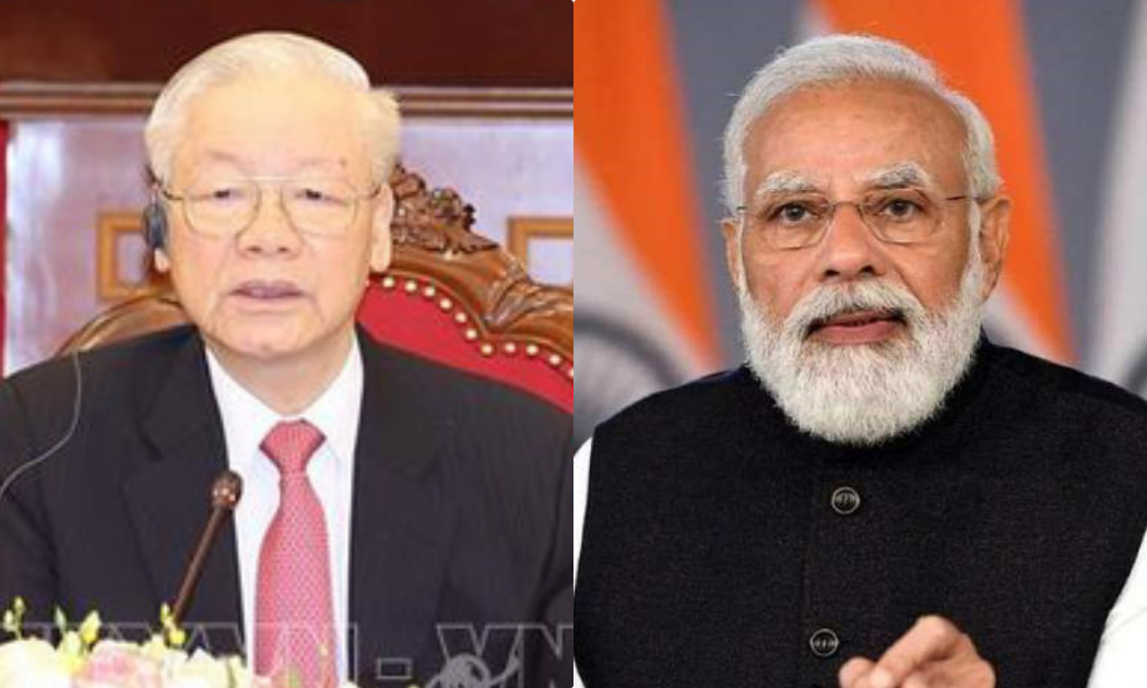 Tổng Bí thư Nguyễn Phú Trọng và Thủ tướng  Ấn Độ Narendra Modi - Ảnh: TTXVN/AP
