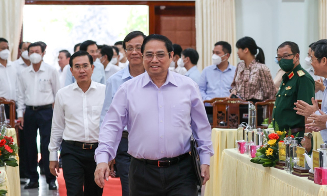 Thủ tướng Phạm Minh Chính và đoàn công tác làm việc với Ban Thường vụ Tỉnh ủy Ninh Thuận - Ảnh VGP