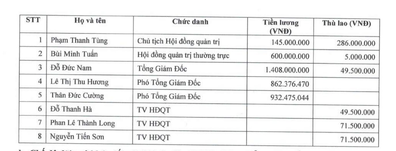 Đỗ Đức Nam có mức thu nhập cao nhất trong danh sách ban quản trị của TVB. 