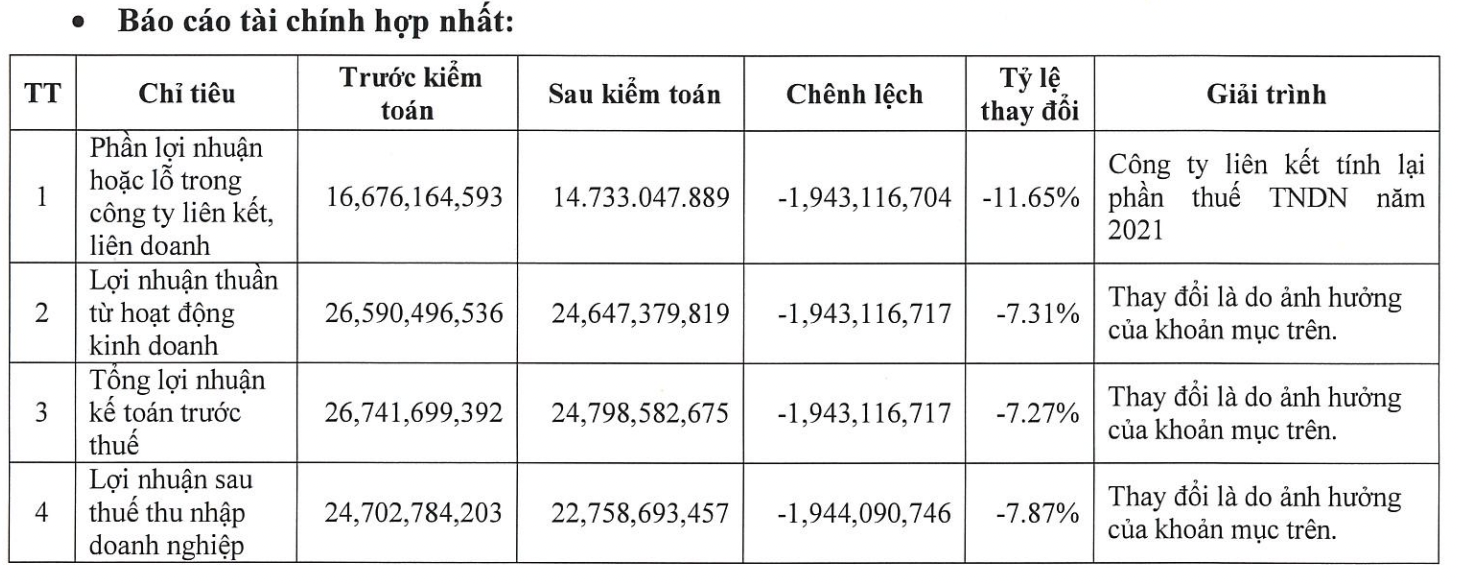 Lợi nhuận năm 2021 của DQC giảm sau kiểm toán. 