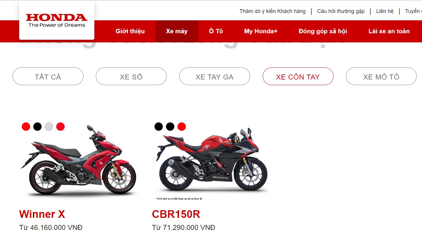 Honda Monkey và Honda MSX đã không còn trên website của Honda Việt Nam