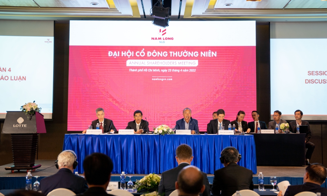 Ông Nguyễn Xuân Quang Chủ tịch Hội đồng Quản trị NLG chia sẻ tại đại hội.