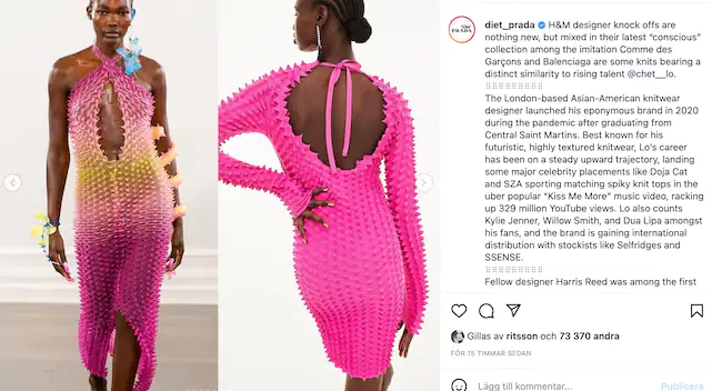 Bài đăng của Diet Prada trên Instagram.