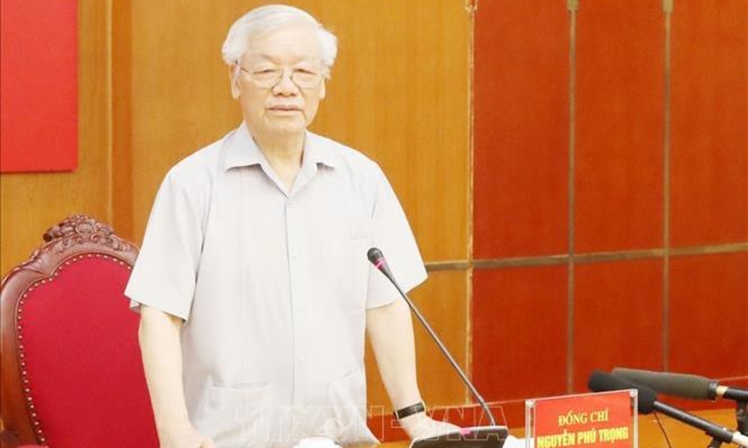 Tổng Bí thư Nguyễn Phú Trọng chủ trì họp Bộ Chính trị, Ban Bí thư để xem xét, thi hành kỷ luật - Ảnh: TTXVN