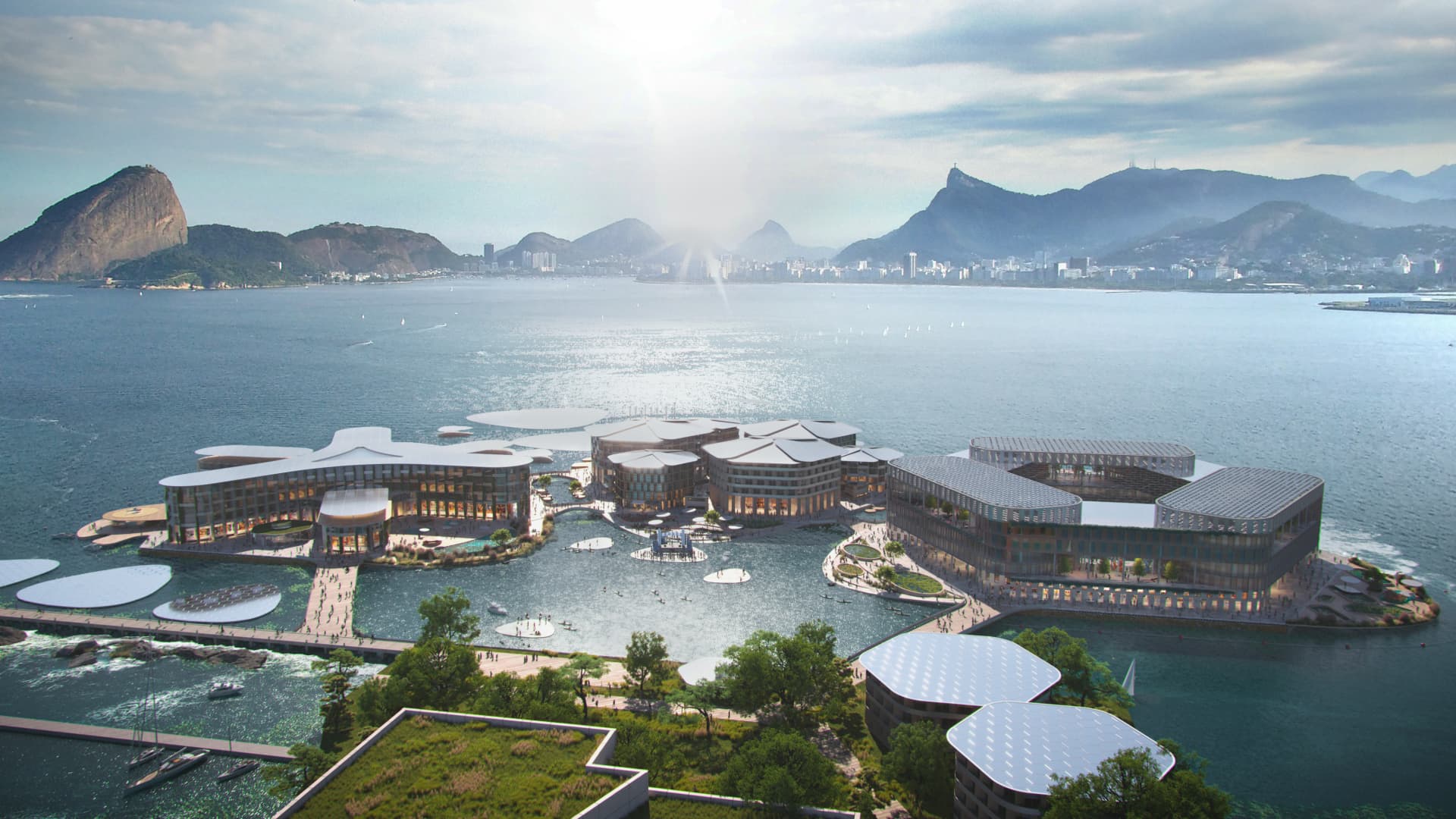 Hình ảnh thành phố nổi Oceanix Busan - Ảnh: Oceanix, BIG-Bjarke Ingels Group