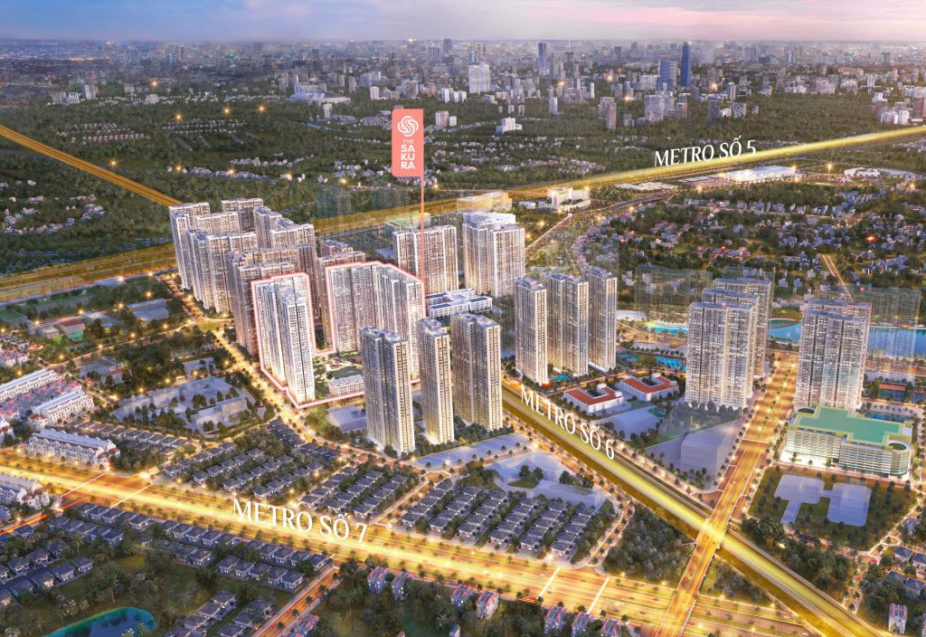 Cư d&acirc;n Vinhomes Smart City dễ d&agrave;ng sử dụng c&aacute;c phương tiện giao th&ocirc;ng hiện đại khi khu đ&ocirc; thị kề cận &ldquo;tam gi&aacute;c metro&rdquo; được tạo th&agrave;nh bởi 3 tuyến số 5-6-7.
