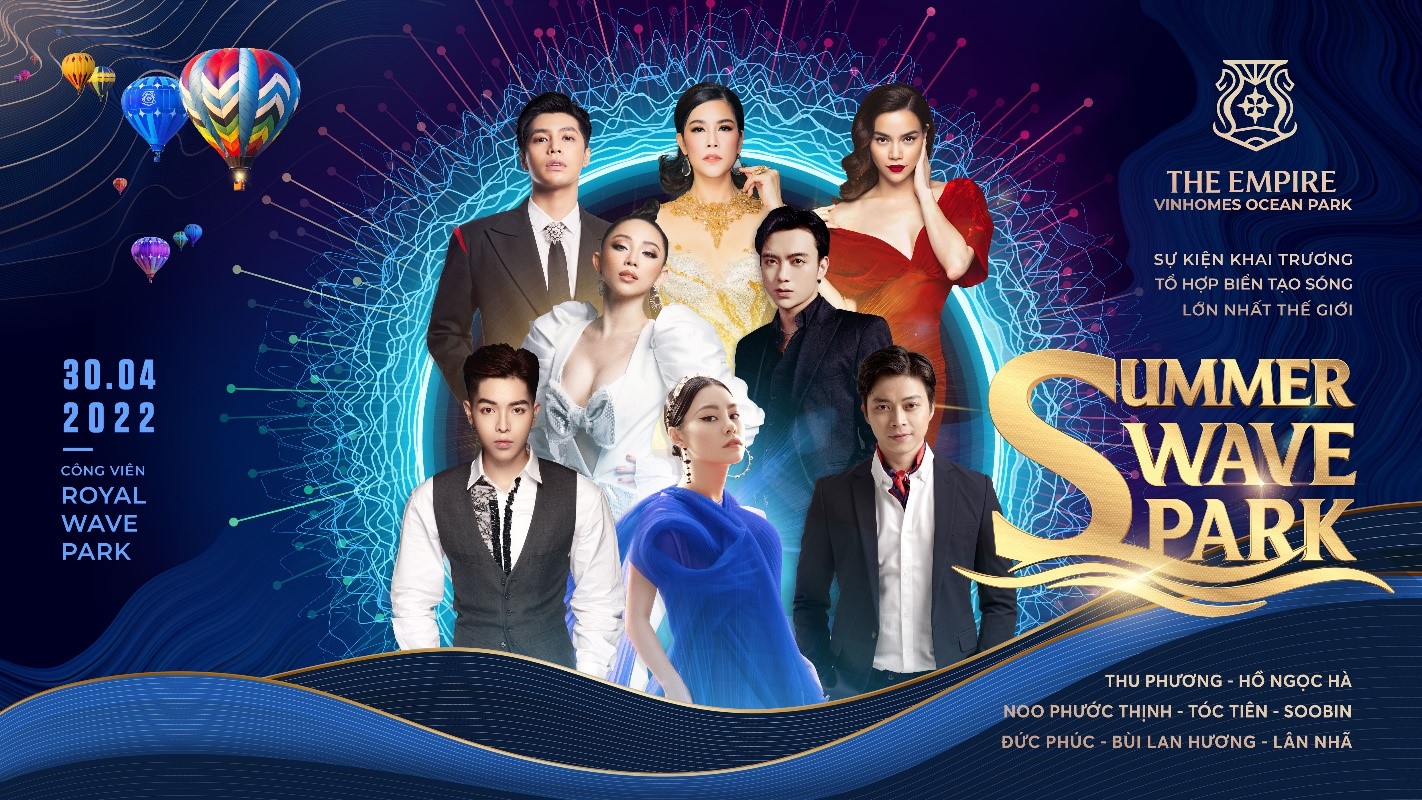 Được tổ chức trong 3 đ&ecirc;m, đại nhạc hội Summer Wave Park quy tụ d&agrave;n nghệ sĩ nổi tiếng s&aacute;ng gi&aacute; nhất Showbiz Việt.