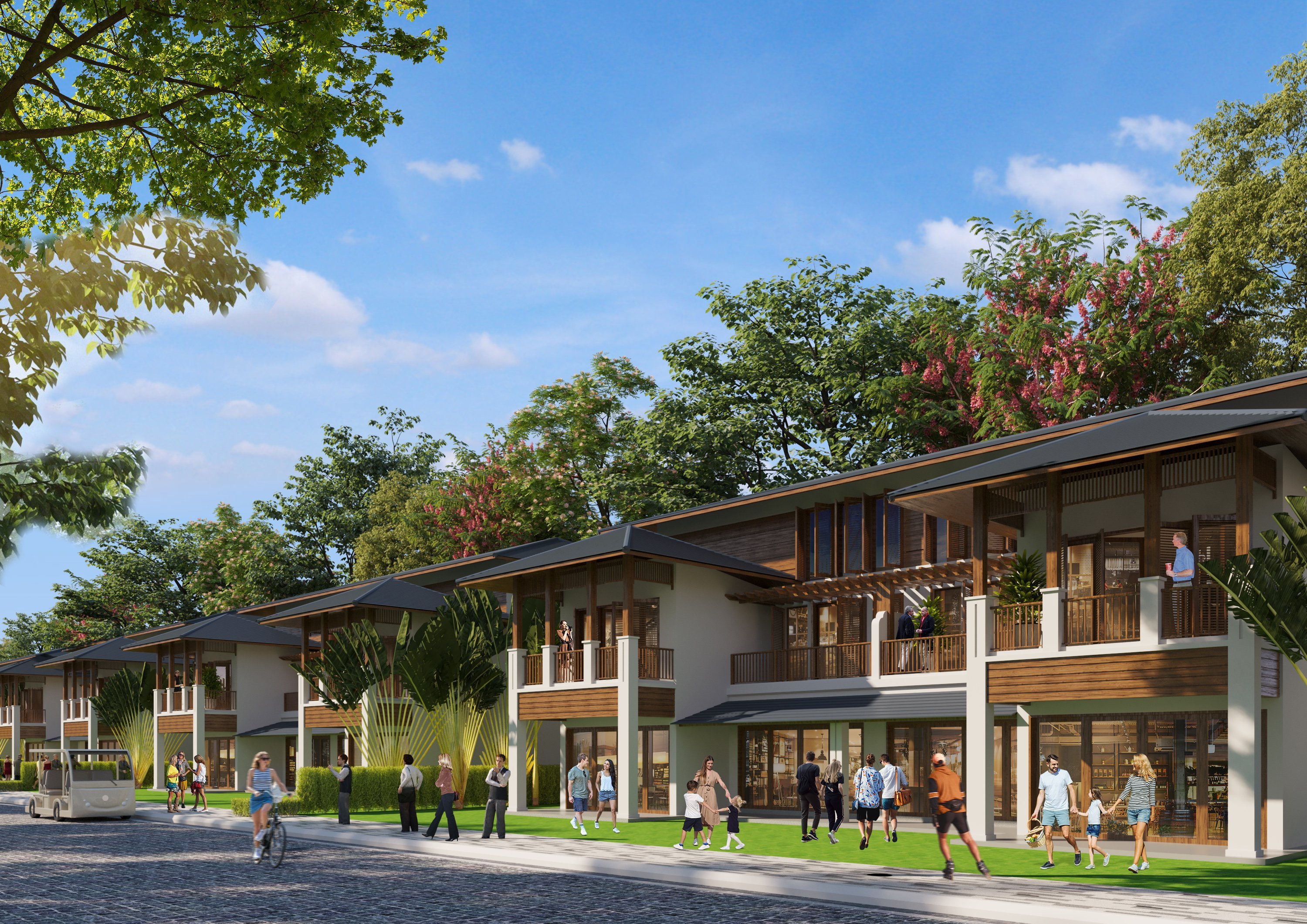 Phối cảnh thiết kế Shop Villa khác biệt với mô hình nhà phố thông thường.