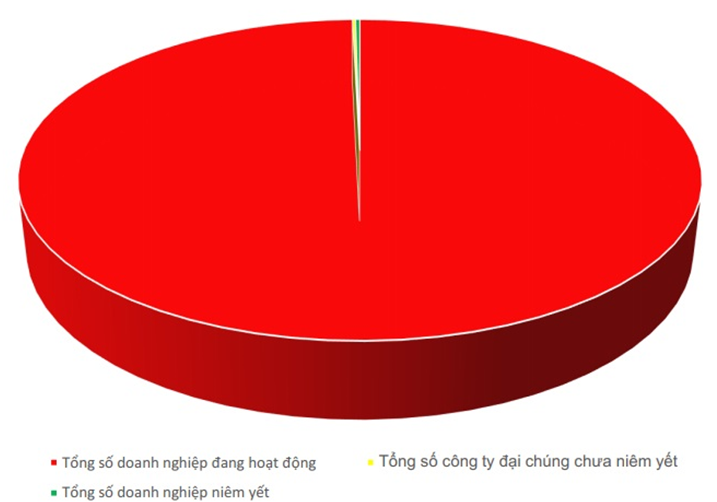 Tỉ trọng c&ocirc;ng ty đại ch&uacute;ng tr&ecirc;n tổng số doanh nghiệp đang hoạt động (Nguồn: UBCKNN, Tổng cục Thống k&ecirc;).